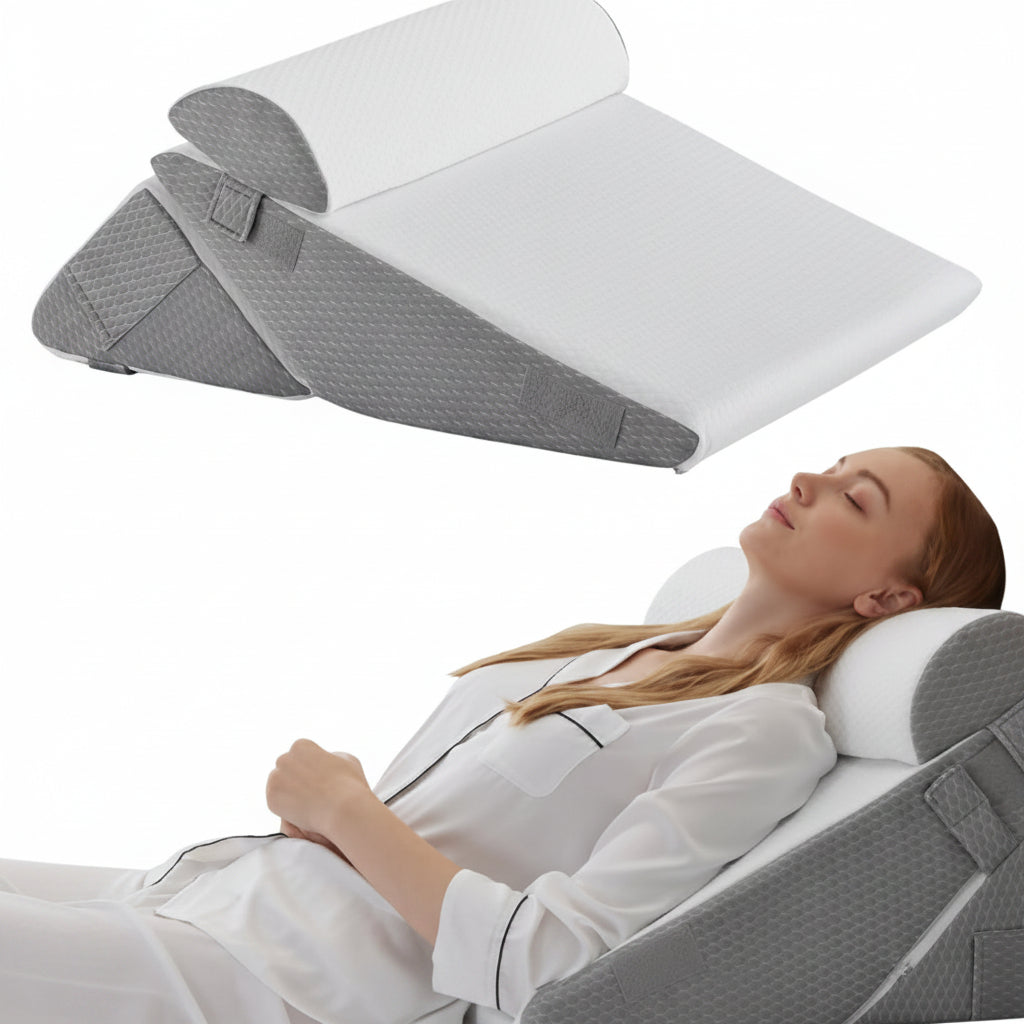 Profilowana ergonomiczna poduszka pod klin do łóżka z regulacją i pianką memory