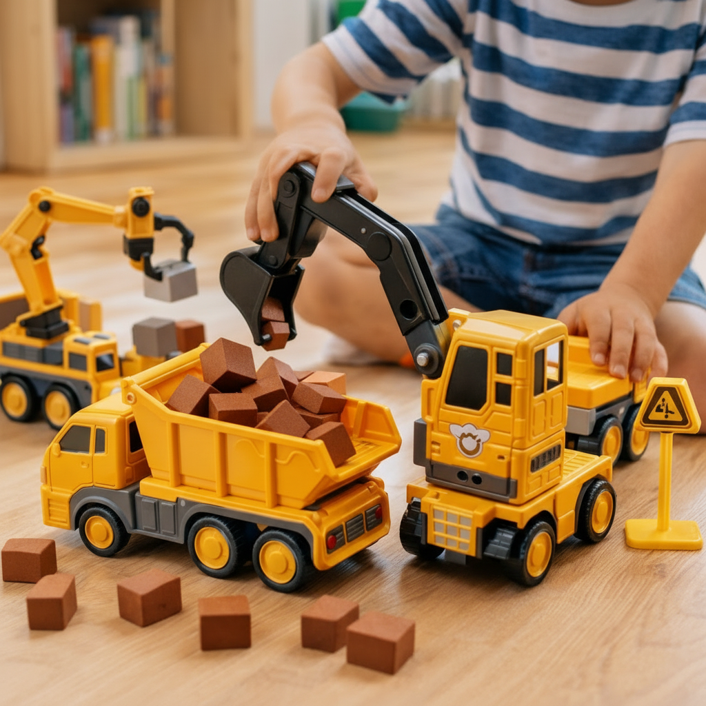 Modularny zestaw konstrukcyjny pojazdu z magnetycznymi klockami łączonymi na zatrzask
