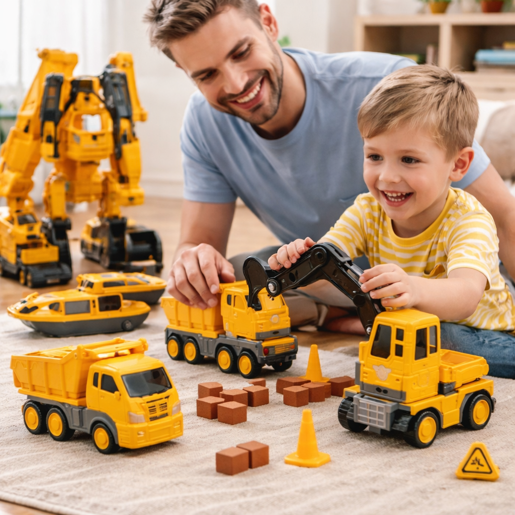 Modularny zestaw konstrukcyjny pojazdu z magnetycznymi klockami łączonymi na zatrzask