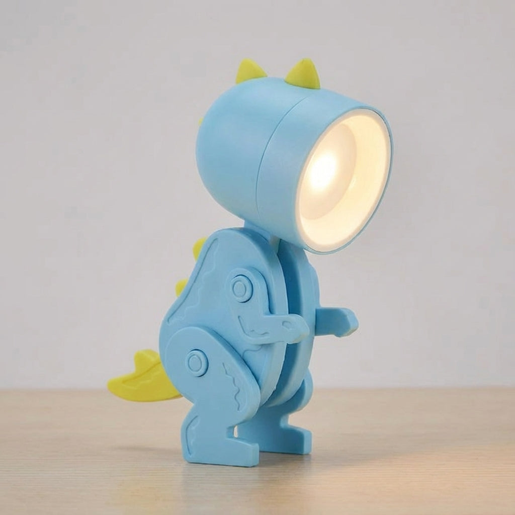 Kompaktowa przenośna lampa stołowa z klipsem, składana, z motywem dinozaura