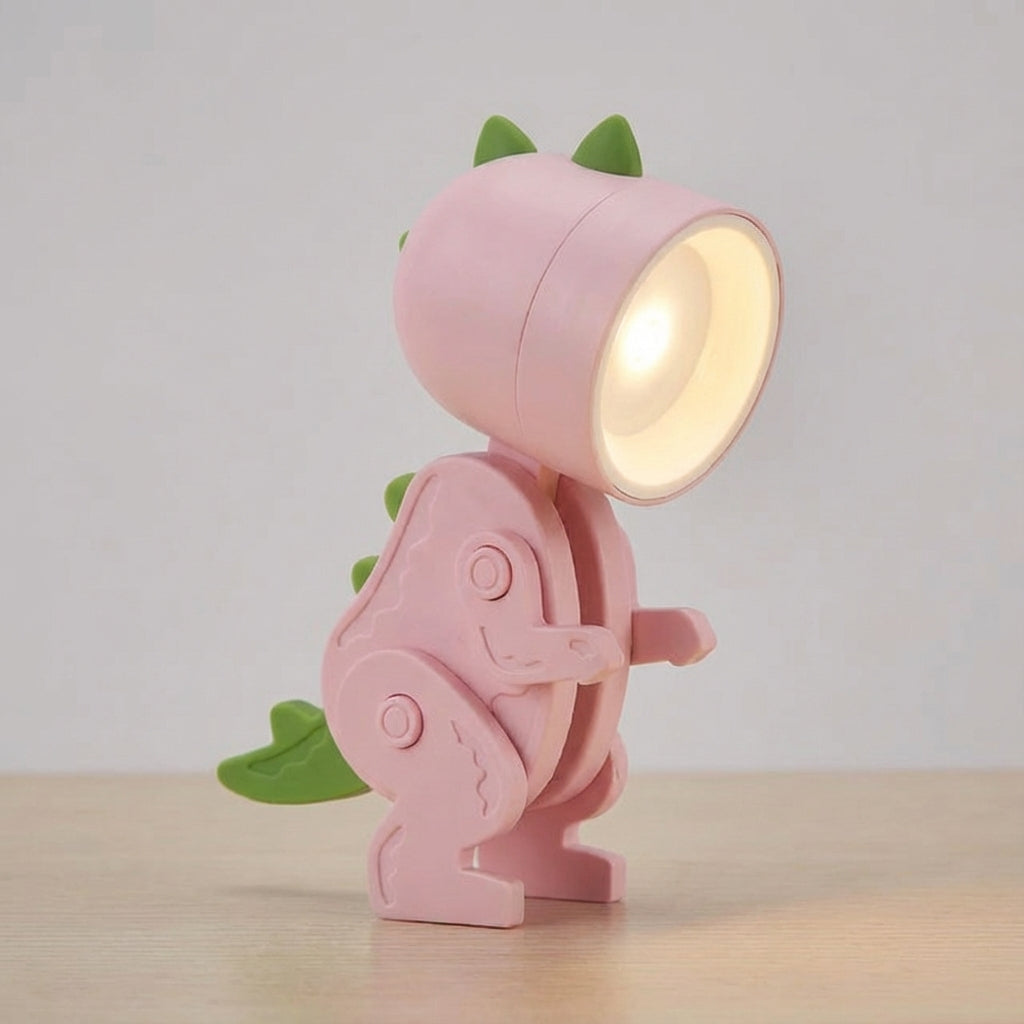 Kompaktowa przenośna lampa stołowa z klipsem, składana, z motywem dinozaura