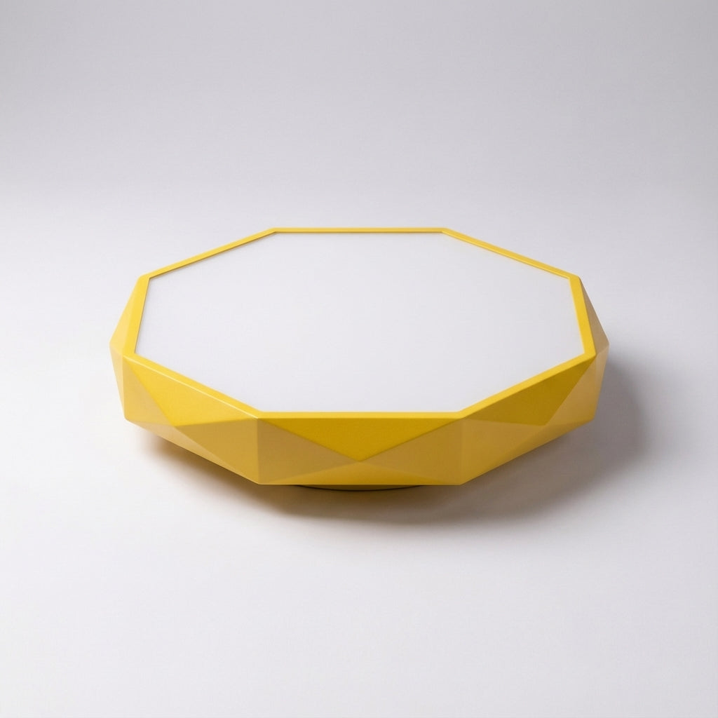 Geometryczna żelazna sufitowa lampa z akrylowym kloszem w kształcie pięciokąta