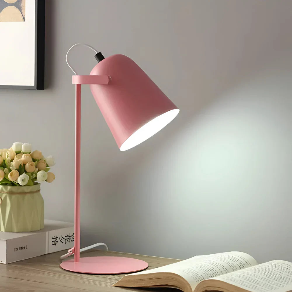 Lampa biurkowa i stołowa z obrotowym metalowym kloszem, regulacją i światłem przyjaznym dla oczu