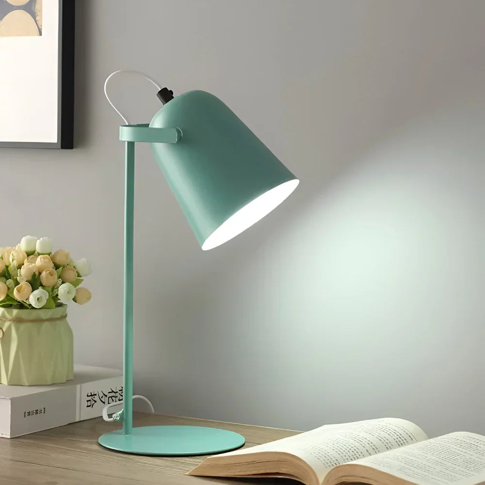 Lampa biurkowa i stołowa z obrotowym metalowym kloszem, regulacją i światłem przyjaznym dla oczu