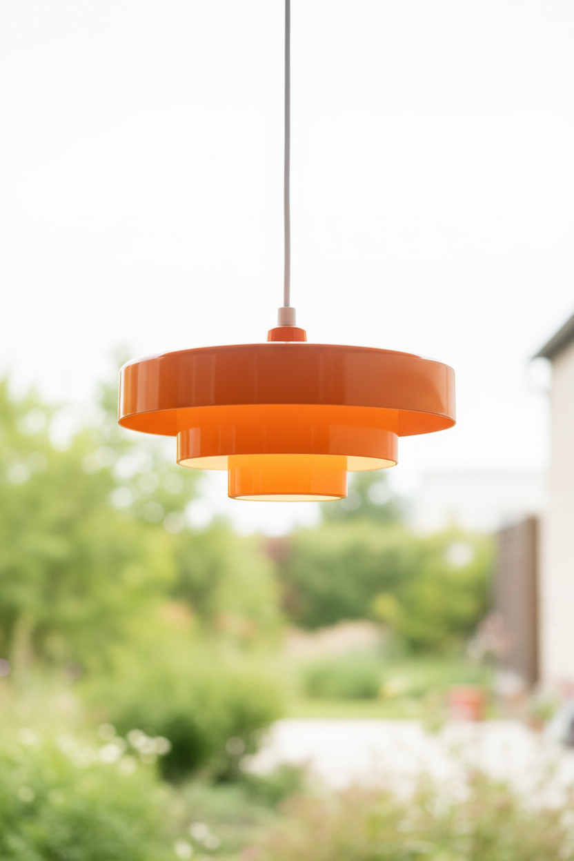 Retro vintage lampa wisząca na sufit z metalowym kloszem w kształcie kopuły