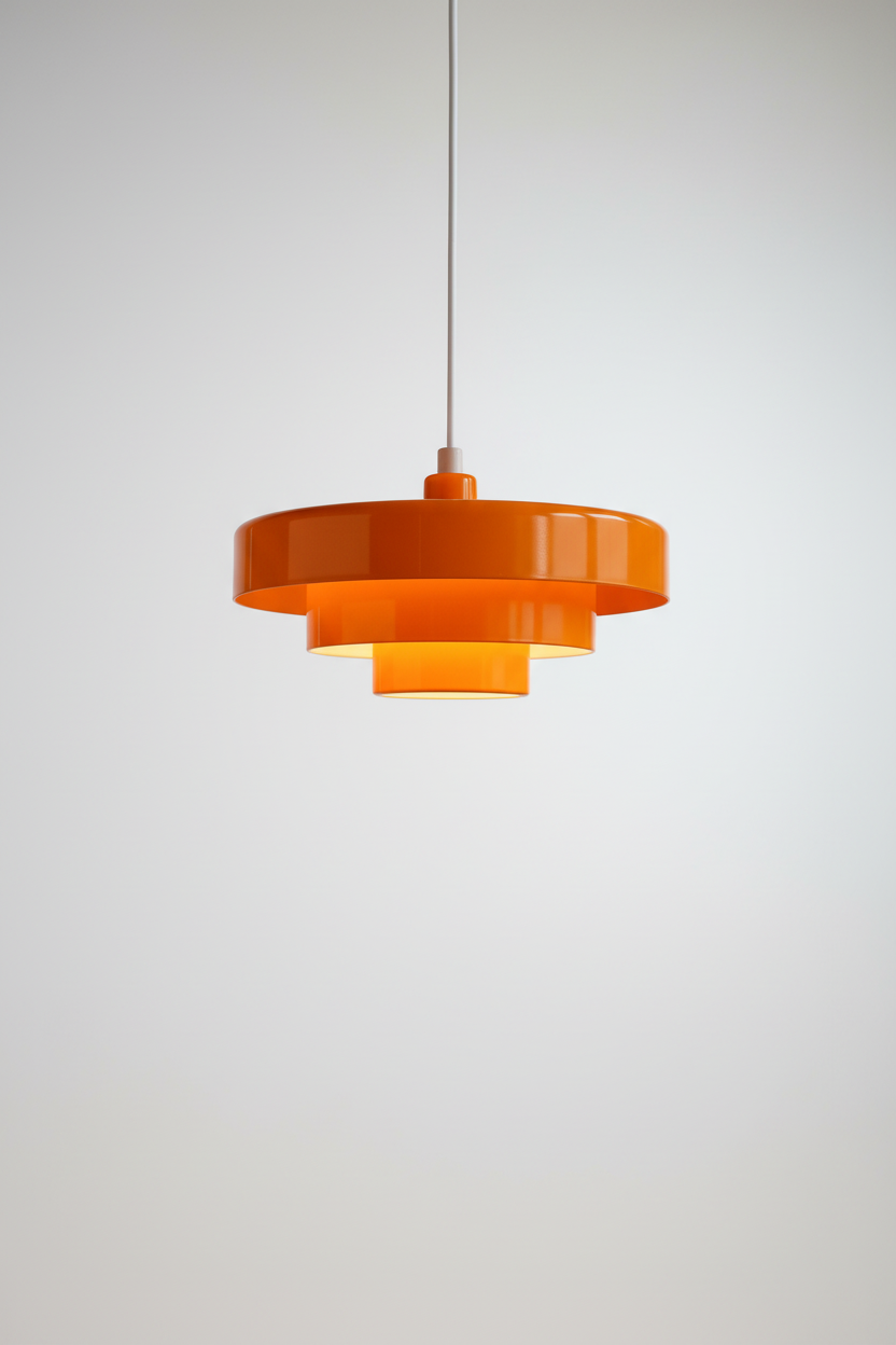 Retro vintage lampa wisząca na sufit z metalowym kloszem w kształcie kopuły