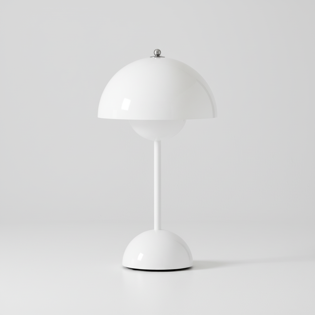 Bezprzewodowa ładowalna lampa stołowa w stylu retro, z kloszem kopułowym i funkcją ściemniania
