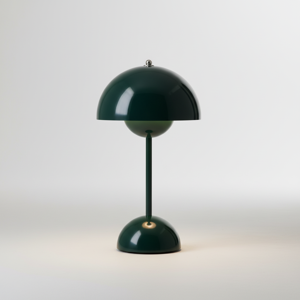 Bezprzewodowa ładowalna lampa stołowa w stylu retro, z kloszem kopułowym i funkcją ściemniania