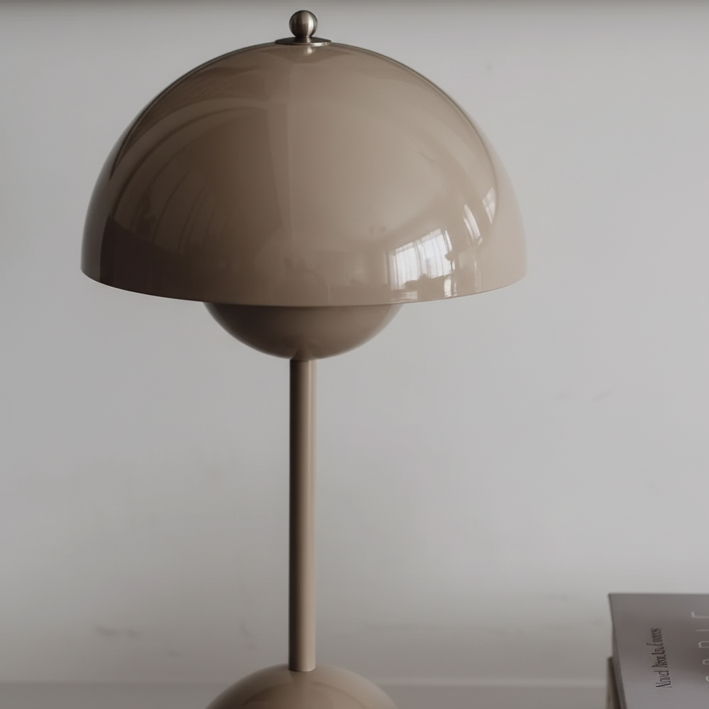 Bezprzewodowa ładowalna lampa stołowa w stylu retro, z kloszem kopułowym i funkcją ściemniania