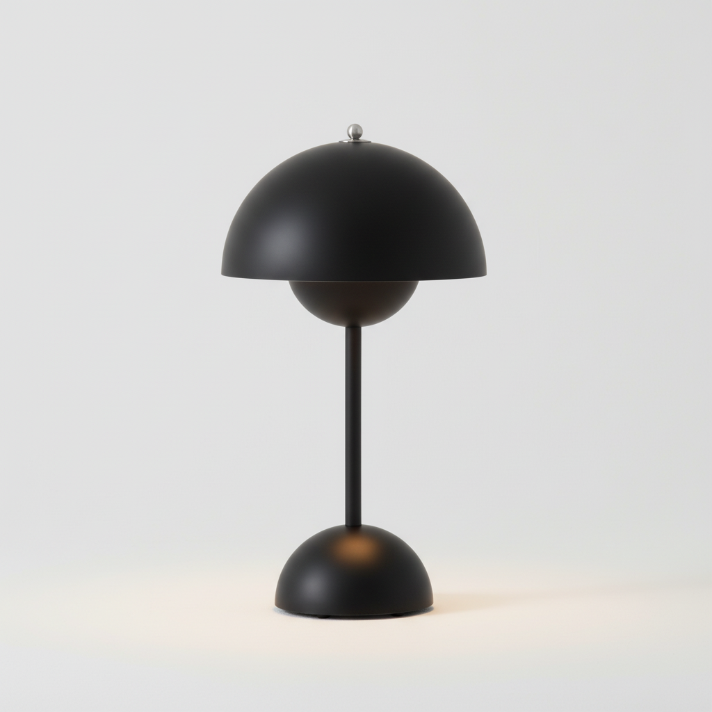 Bezprzewodowa ładowalna lampa stołowa w stylu retro, z kloszem kopułowym i funkcją ściemniania