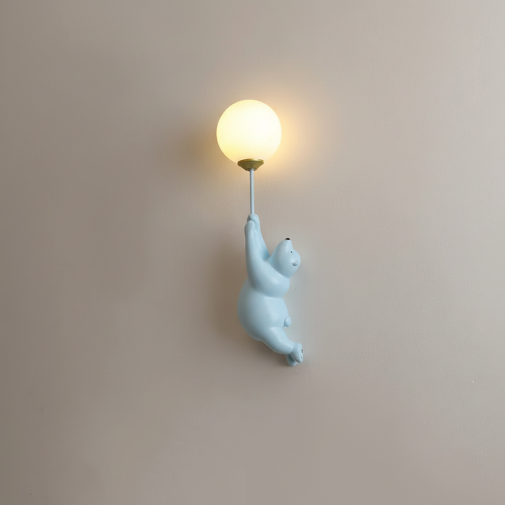 Zabawna lampa ścienna do pokoju dziecięcego z żywicy i akrylu w kształcie misia