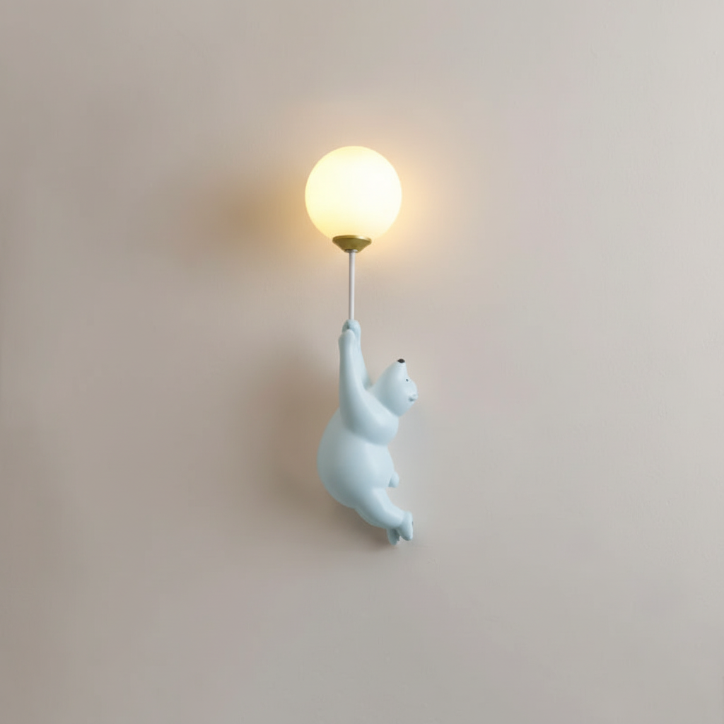 Zabawna lampa ścienna do pokoju dziecięcego z żywicy i akrylu w kształcie misia