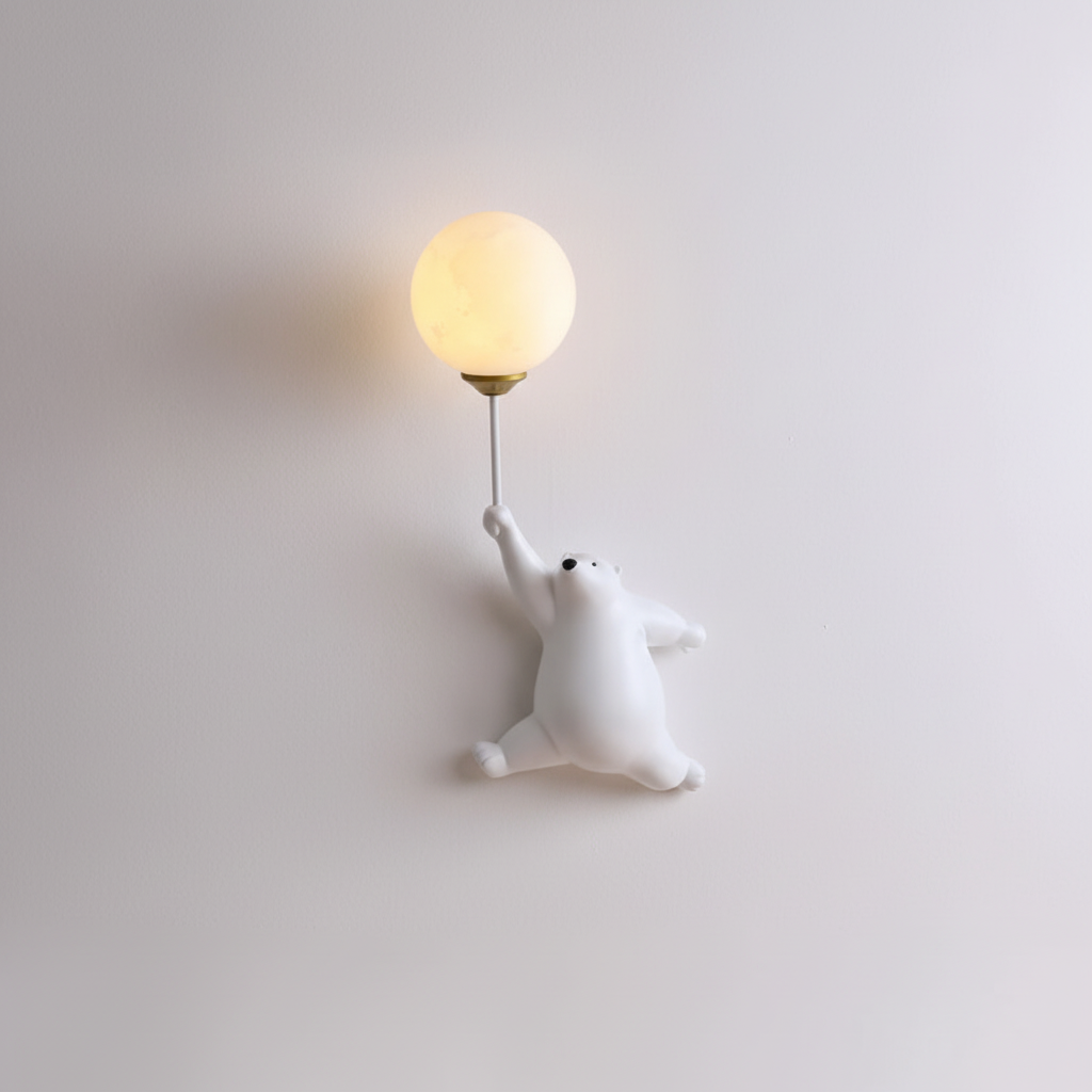 Zabawna lampa ścienna do pokoju dziecięcego z żywicy i akrylu w kształcie misia