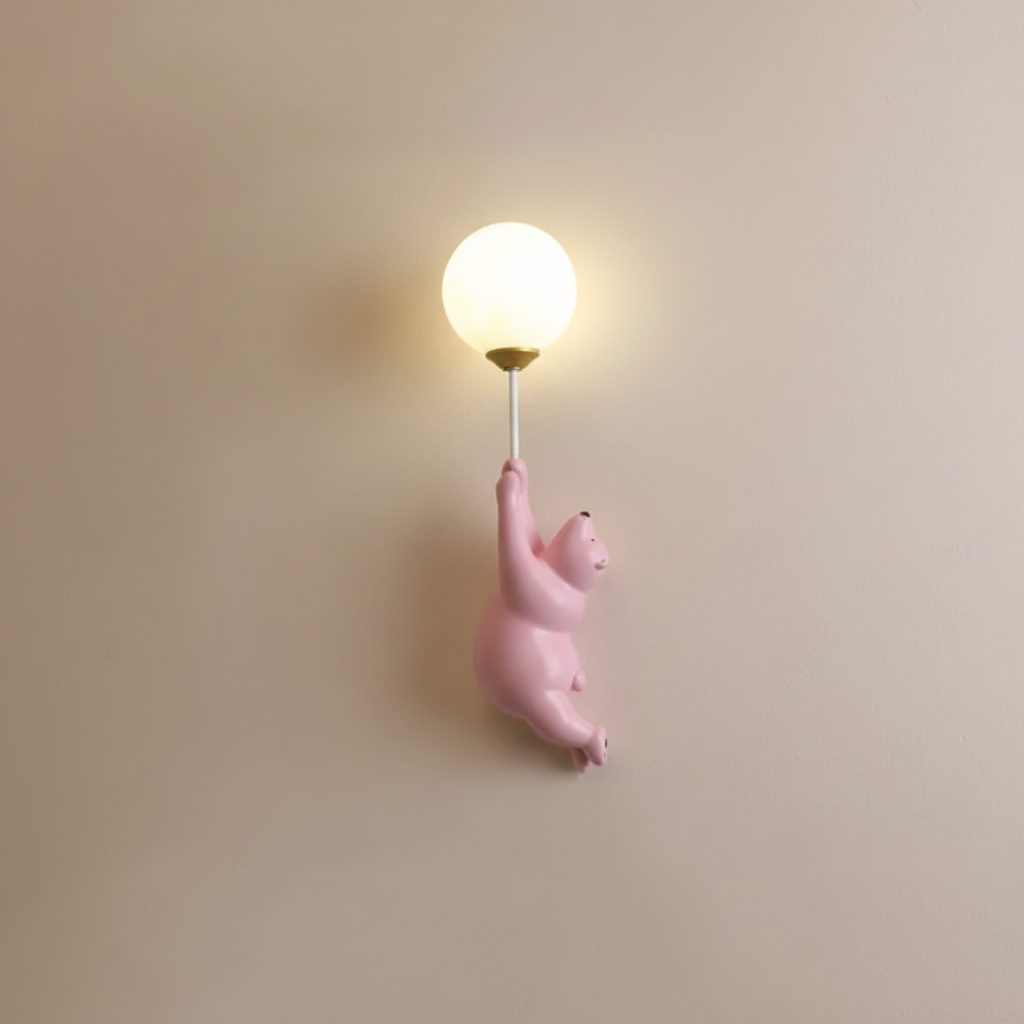 Zabawna lampa ścienna do pokoju dziecięcego z żywicy i akrylu w kształcie misia