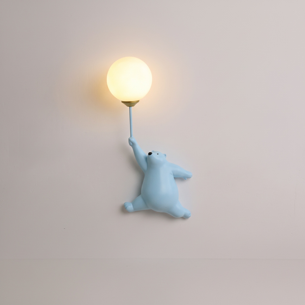 Zabawna lampa ścienna do pokoju dziecięcego z żywicy i akrylu w kształcie misia