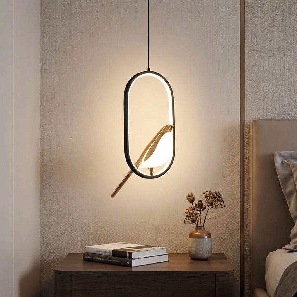 Rzeźbiarska minimalistyczna lampa wisząca o owalnej sylwetce i regulowanym zawieszeniu
