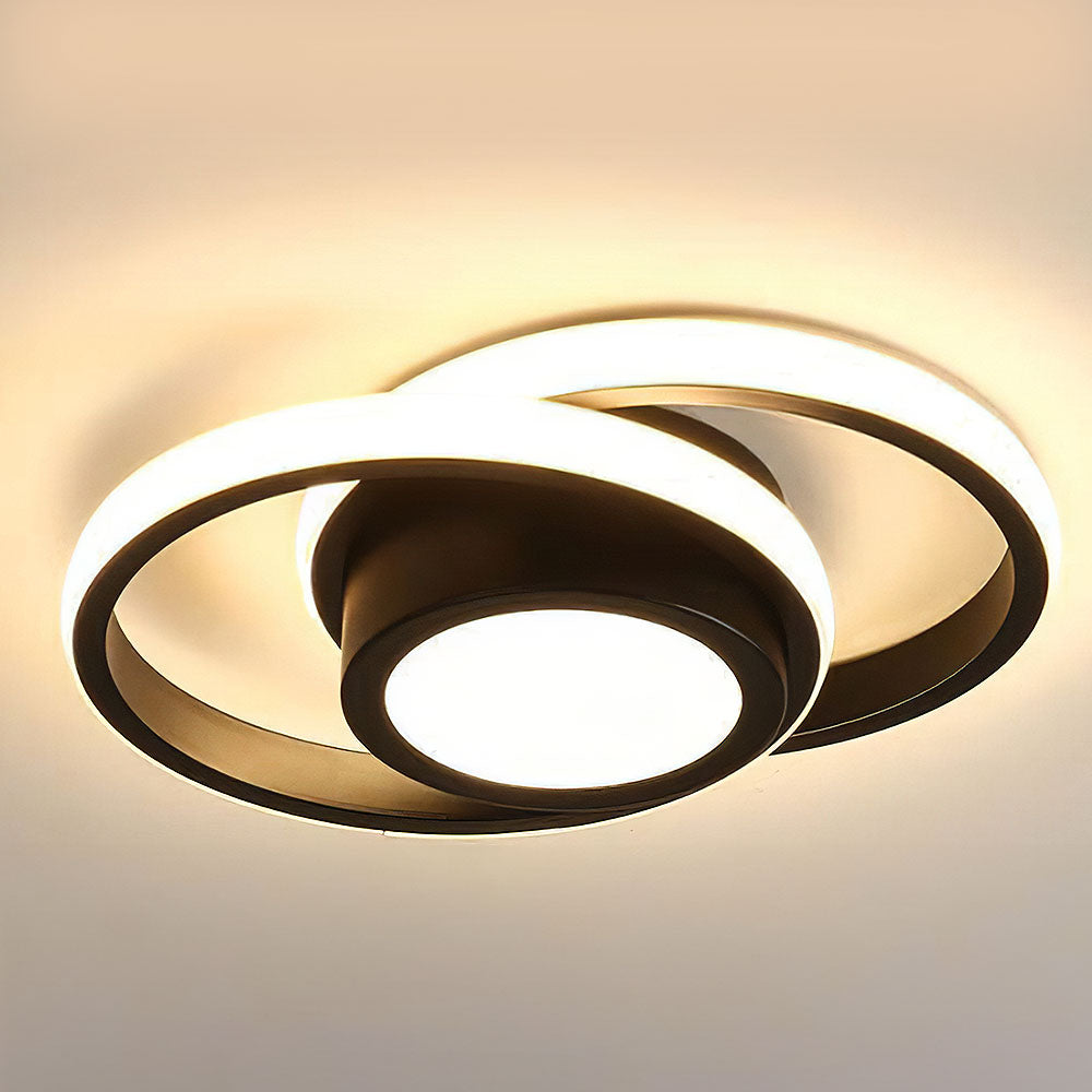 Elegancka energooszczędna lampa sufitowa z podwójnym akrylowym pierścieniem