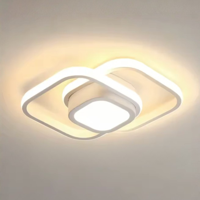 Elegancka energooszczędna lampa sufitowa z podwójnym akrylowym pierścieniem