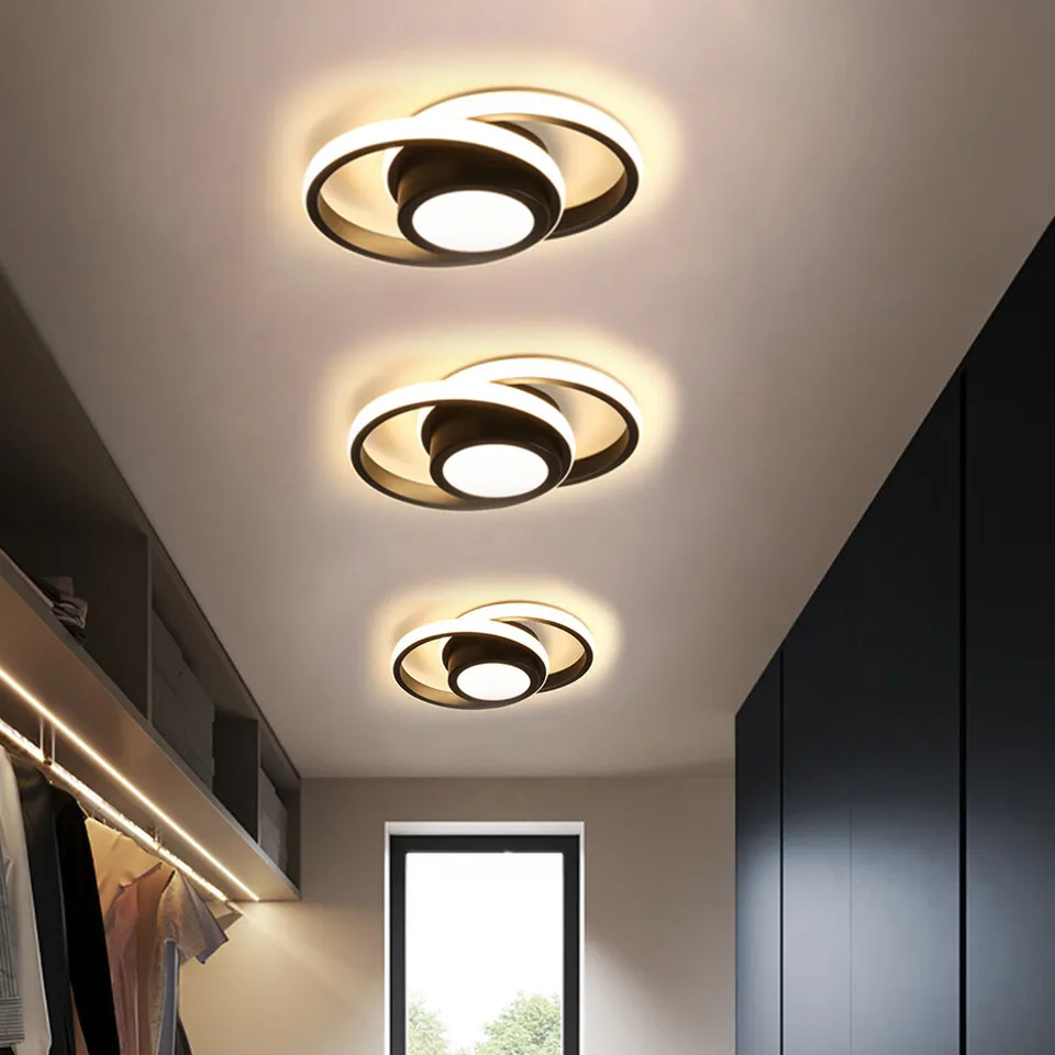 Elegancka energooszczędna lampa sufitowa z podwójnym akrylowym pierścieniem