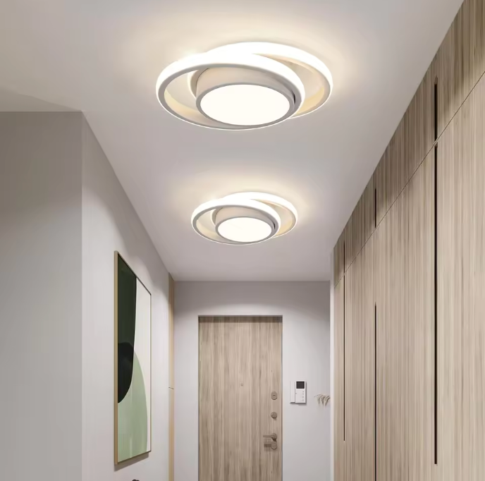 Elegancka energooszczędna lampa sufitowa z podwójnym akrylowym pierścieniem