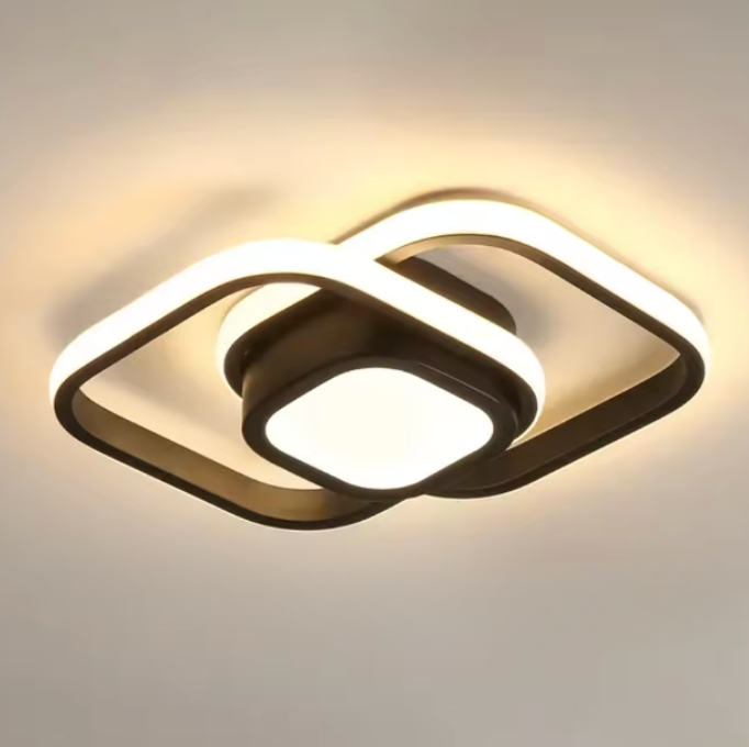 Elegancka energooszczędna lampa sufitowa z podwójnym akrylowym pierścieniem