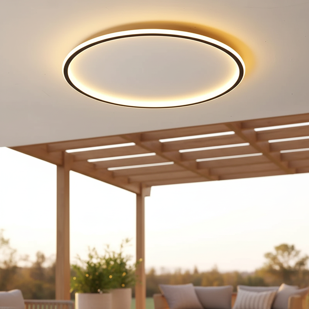 Skandynawska minimalistyczna okrągła ściemnialna sufitowa lampa z aluminium i akrylu