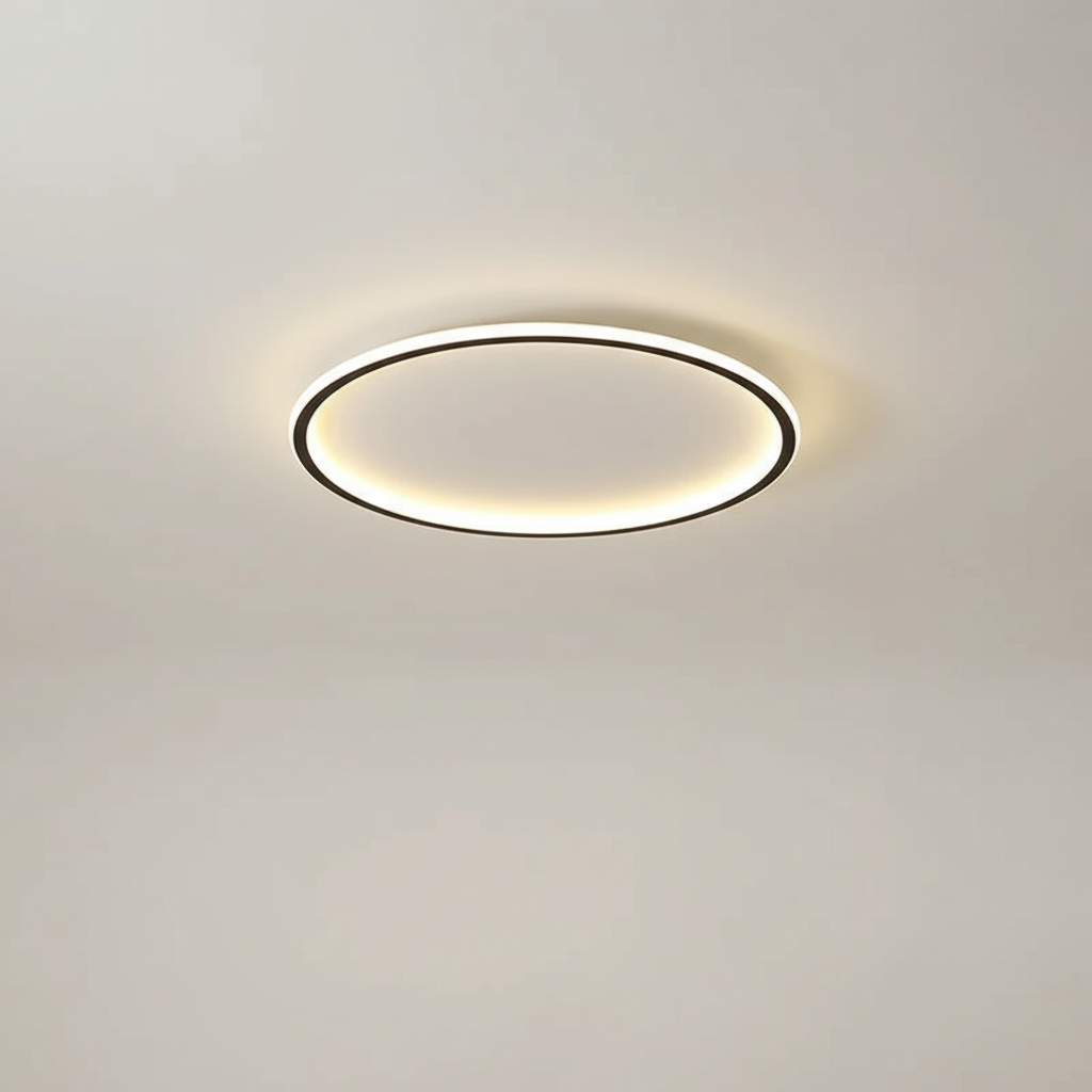 Skandynawska minimalistyczna okrągła ściemnialna sufitowa lampa z aluminium i akrylu