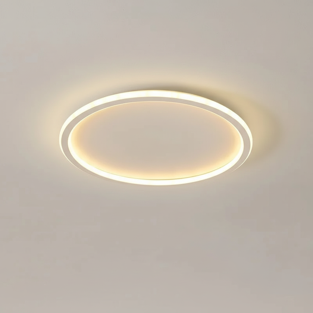 Skandynawska minimalistyczna okrągła ściemnialna sufitowa lampa z aluminium i akrylu