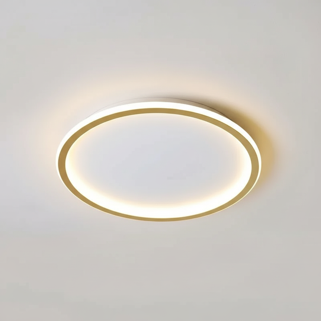 Skandynawska minimalistyczna okrągła ściemnialna sufitowa lampa z aluminium i akrylu