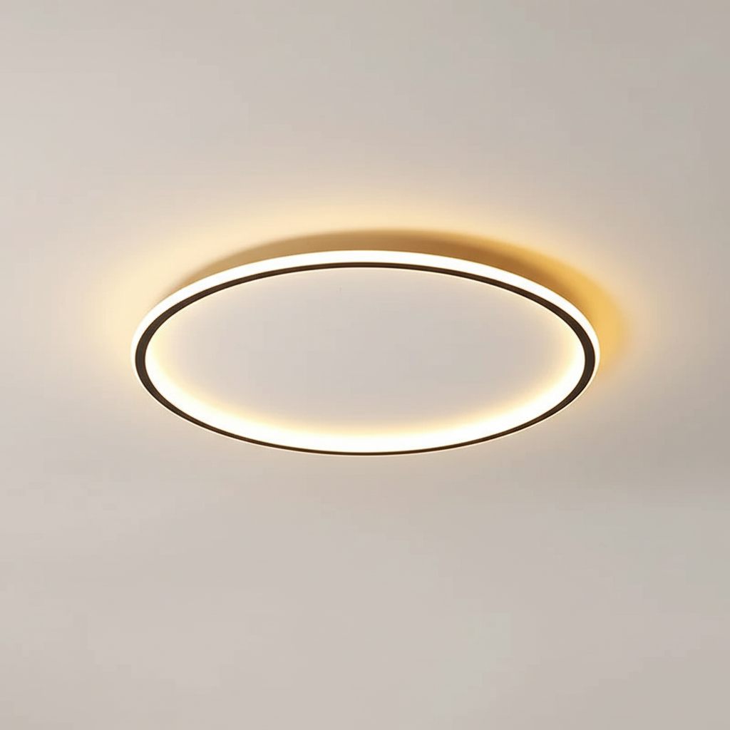 Skandynawska minimalistyczna okrągła ściemnialna sufitowa lampa z aluminium i akrylu