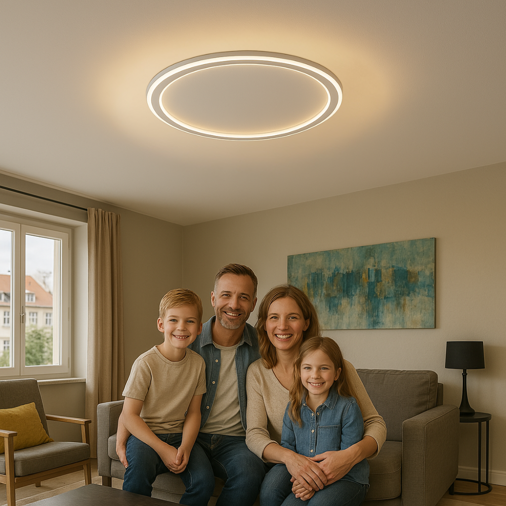 Skandynawska minimalistyczna okrągła ściemnialna sufitowa lampa z aluminium i akrylu