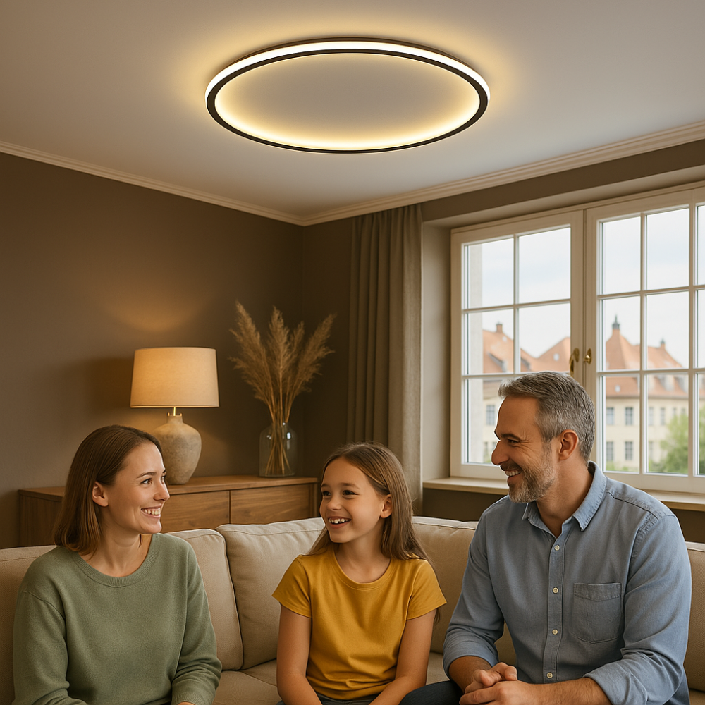 Skandynawska minimalistyczna okrągła ściemnialna sufitowa lampa z aluminium i akrylu