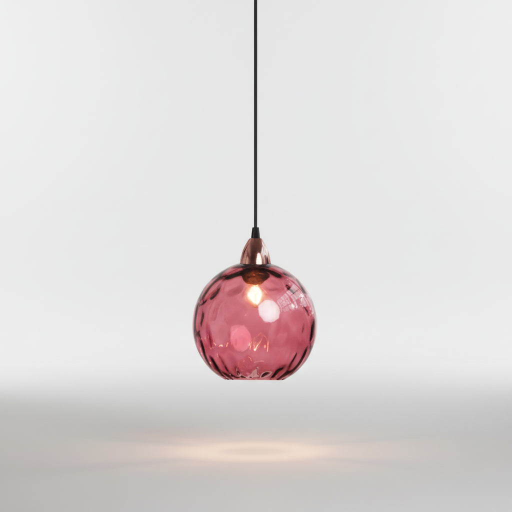 Minimalistyczna żelazna lampa wisząca ze szklaną kulą
