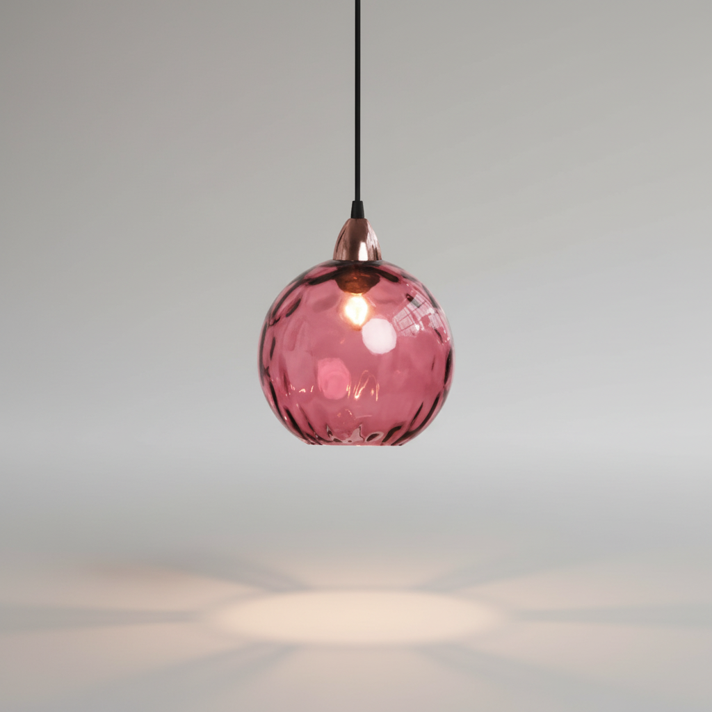Minimalistyczna żelazna lampa wisząca ze szklaną kulą