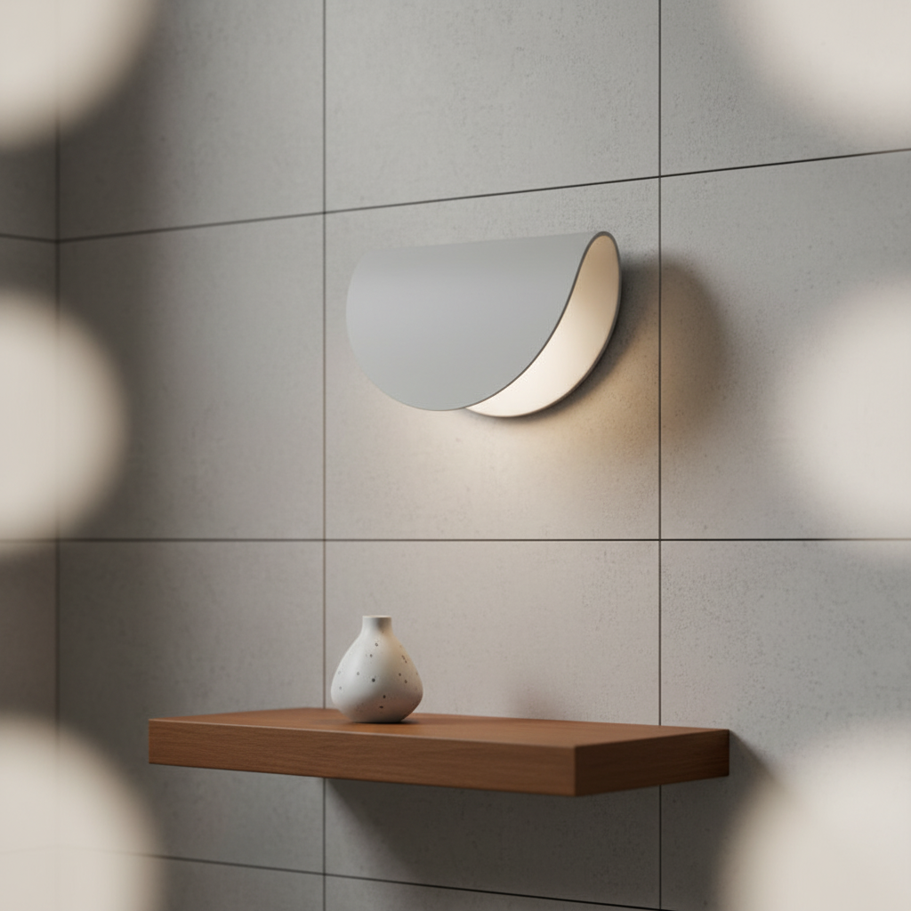 Nowoczesna półokrągła metalowa lampa ścienna do wnętrz z pośrednim światłem