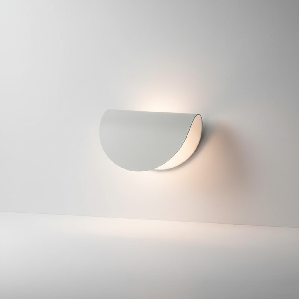 Nowoczesna półokrągła metalowa lampa ścienna do wnętrz z pośrednim światłem