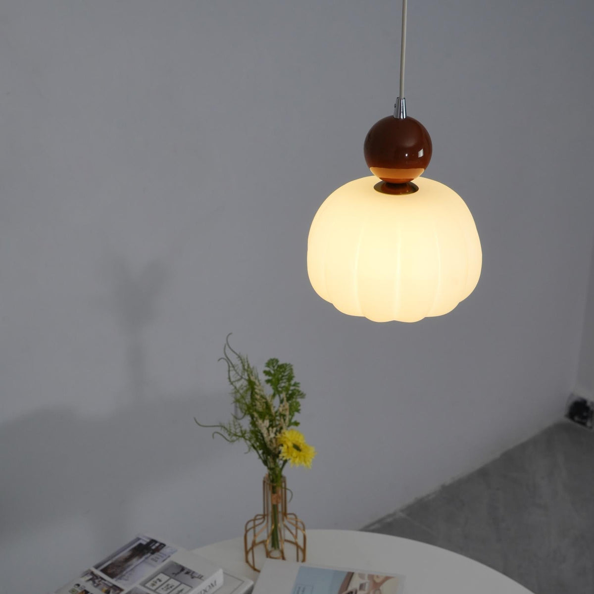 Wisząca lampa z okrągłym organicznym dyfuzorem akrylowym
