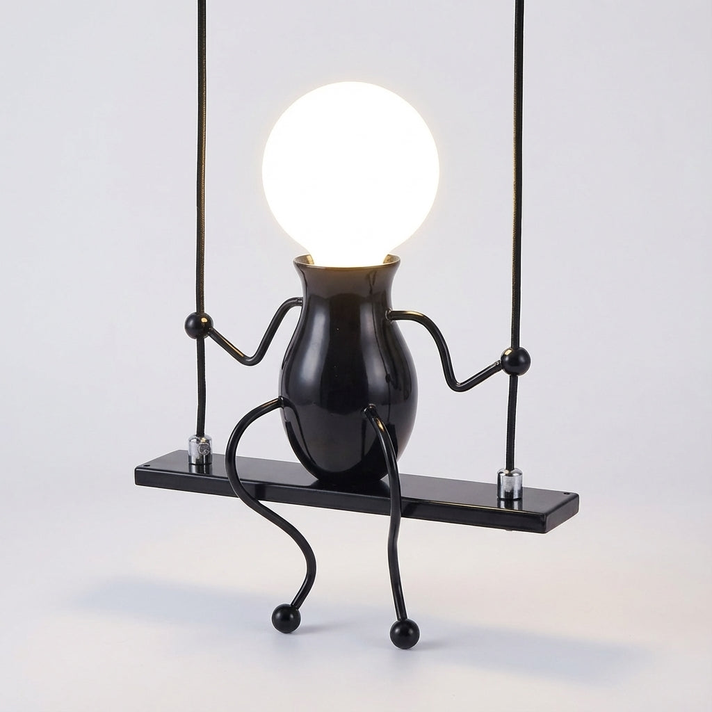Trwała metalowa lampa ścienna z sylwetką kołyszącej się postaci