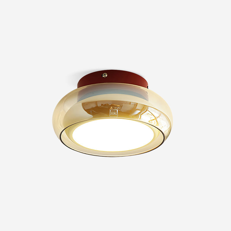 Retro kompaktowa szklana płaska lampa sufitowa do montażu bezpośredniego
