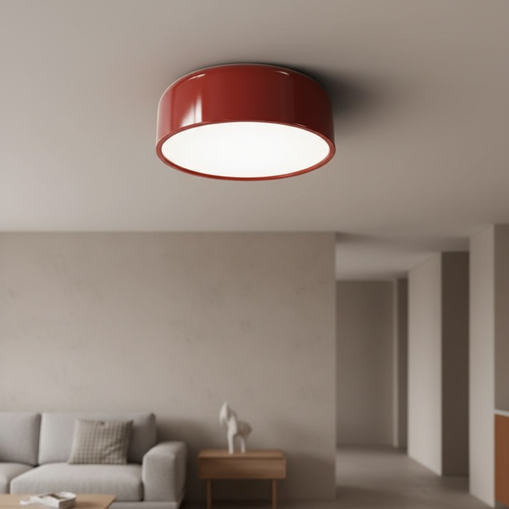 Okrągła kopułowa ściemnialna sufitowa lampa retro z metalu i akrylu