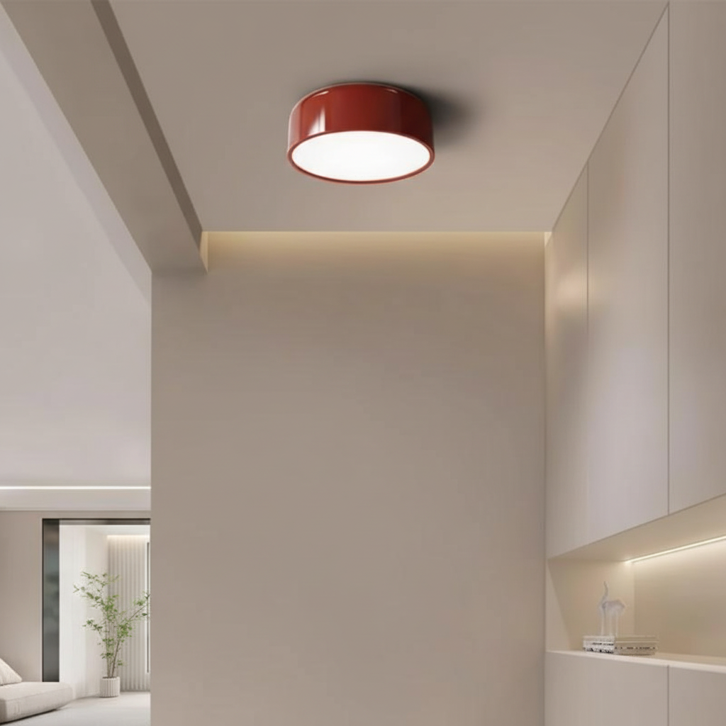 Okrągła kopułowa ściemnialna sufitowa lampa retro z metalu i akrylu