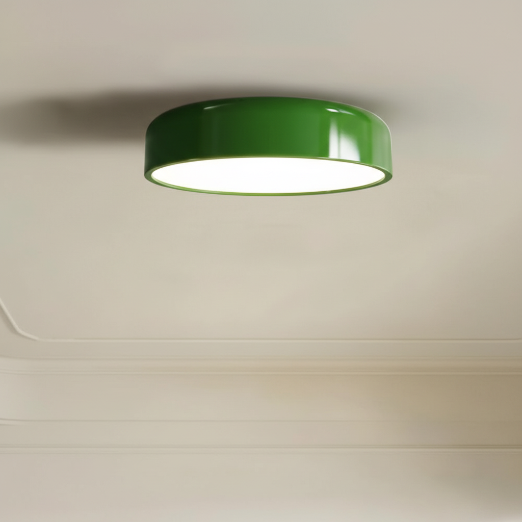Okrągła kopułowa ściemnialna sufitowa lampa retro z metalu i akrylu