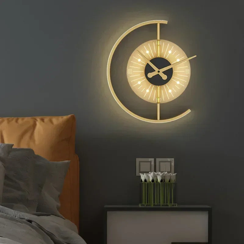 Rzeźbiarska postmodernistyczna lampa ścienna w kształcie półksiężyca z nastrojowym światłem