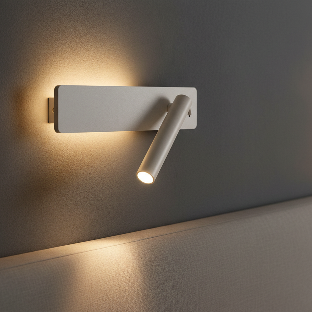 Regulowana lampa ścienna do czytania w sypialni z obrotowym ramieniem i ściemnianiem