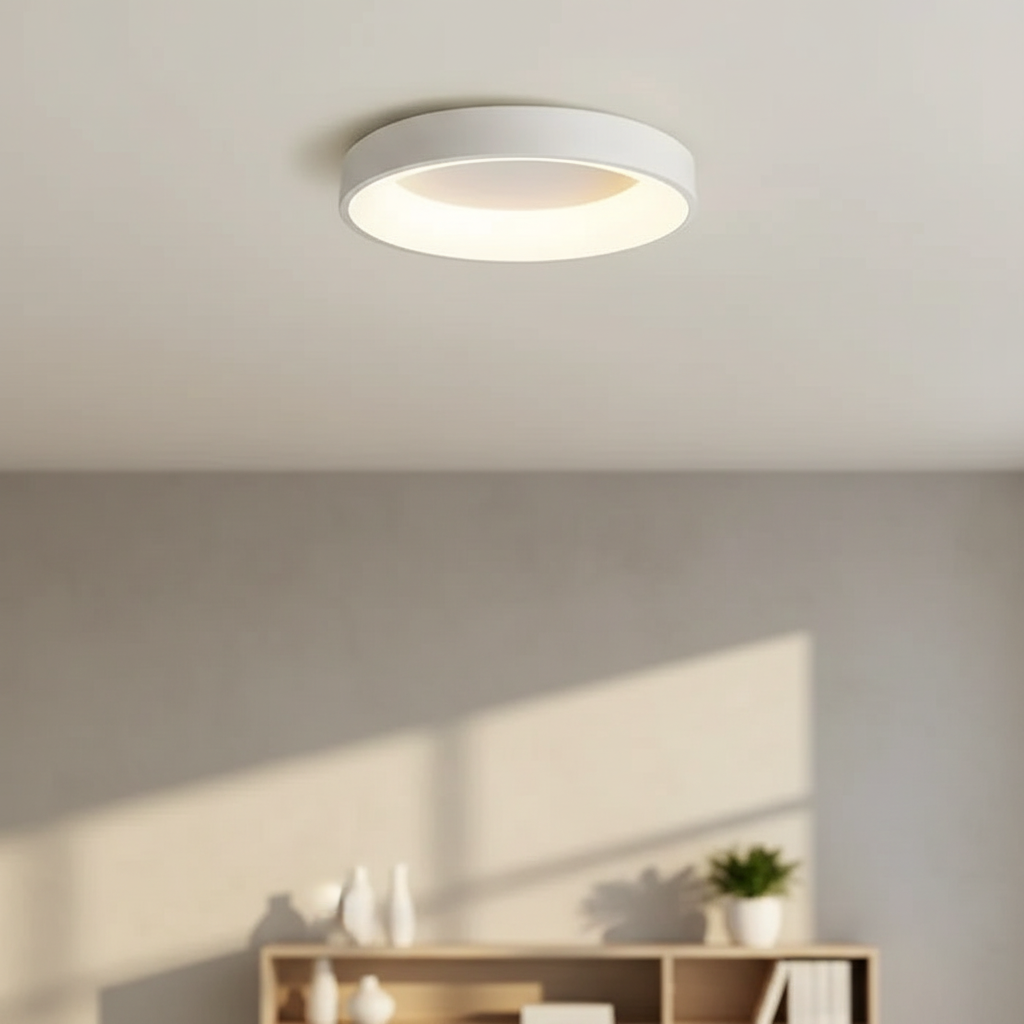 Skandynawska minimalistyczna okrągła sufitowa lampa z aluminium i akrylu