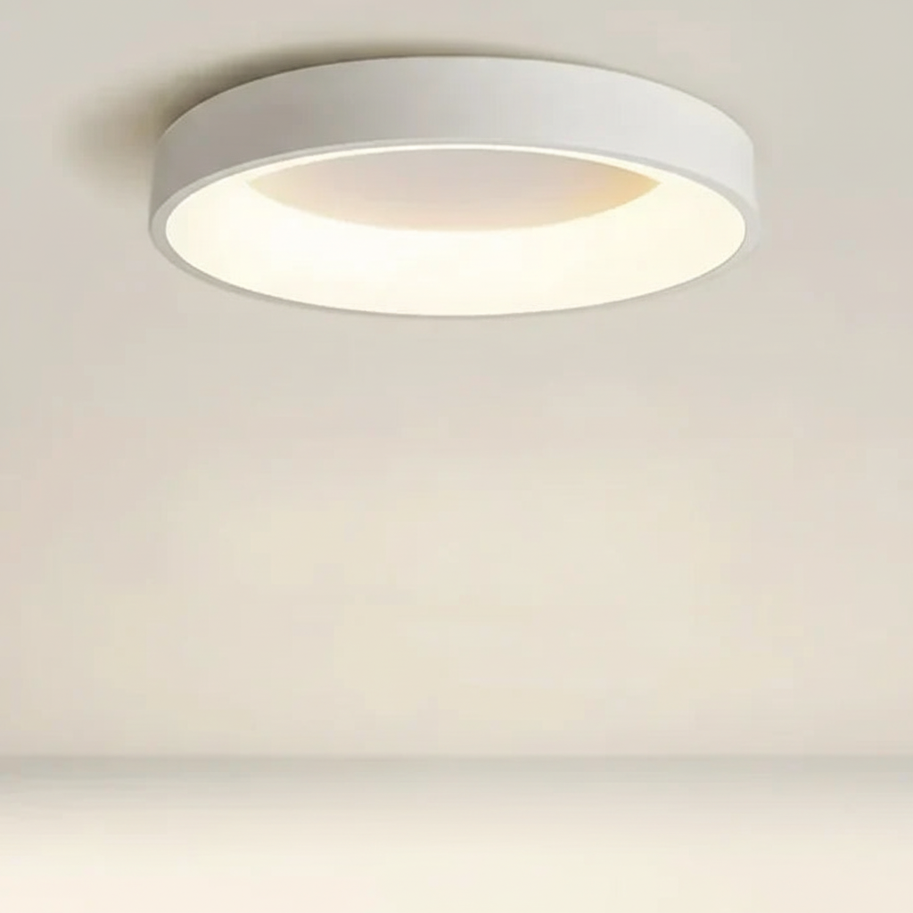Skandynawska minimalistyczna okrągła sufitowa lampa z aluminium i akrylu