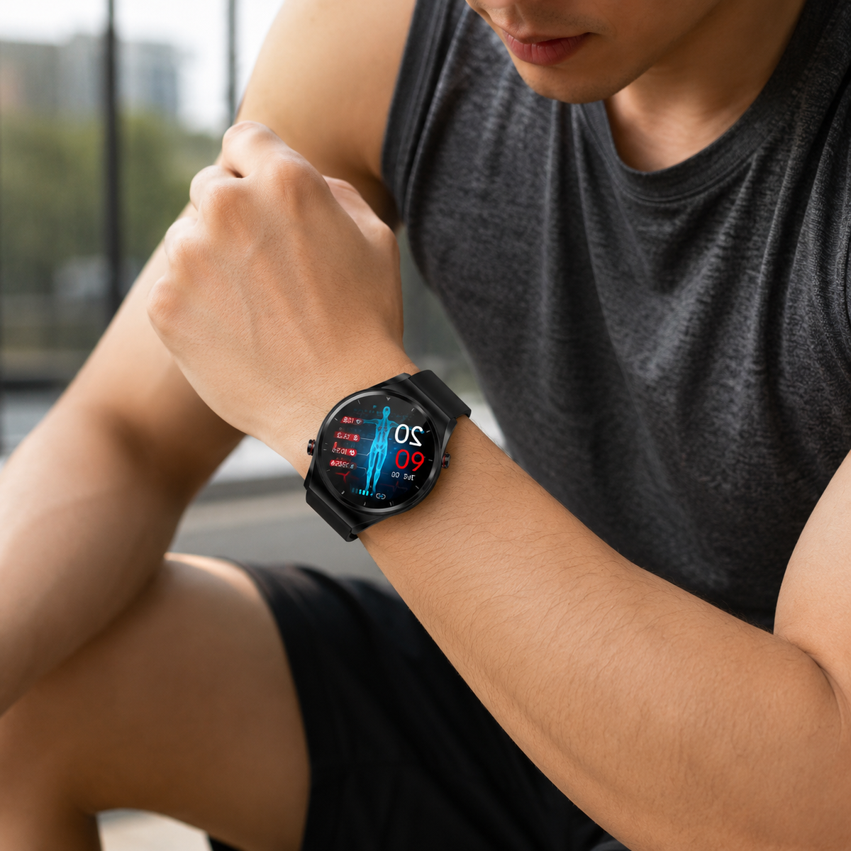 Ładowany smartwatch z ekranem dotykowym do noszenia, monitorujący aktywność fizyczną