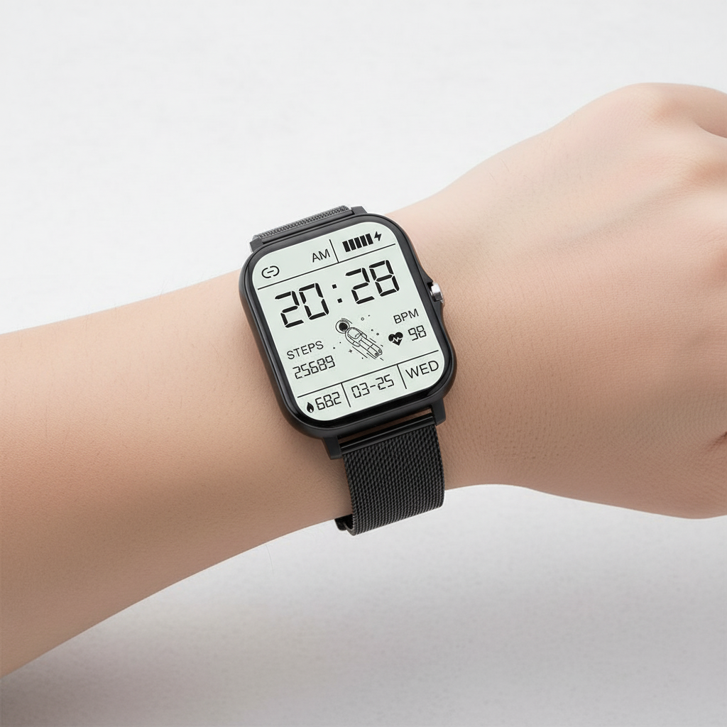 Smukła opaska smartwatch z ekranem dotykowym i monitorem aktywności