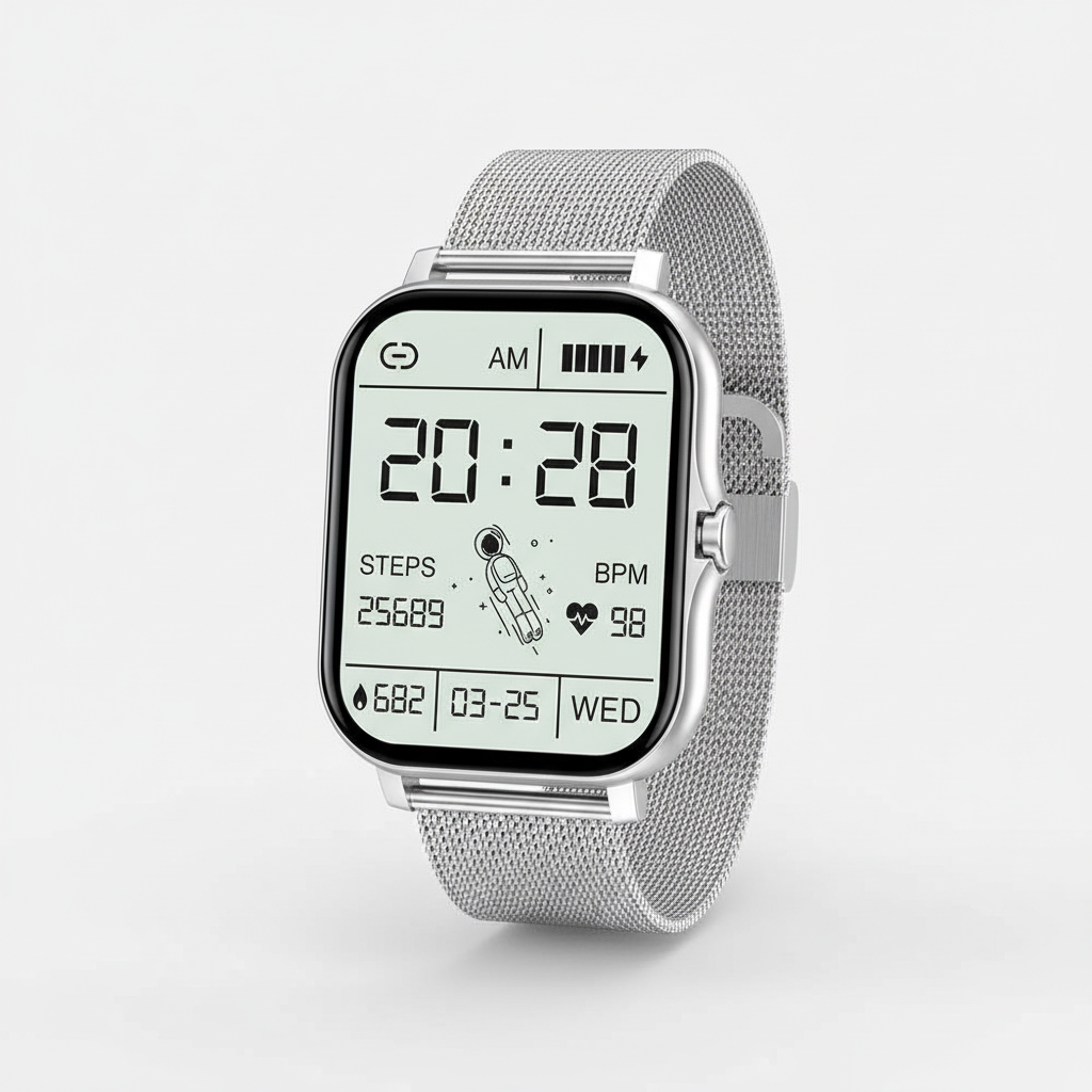 Smukła opaska smartwatch z ekranem dotykowym i monitorem aktywności