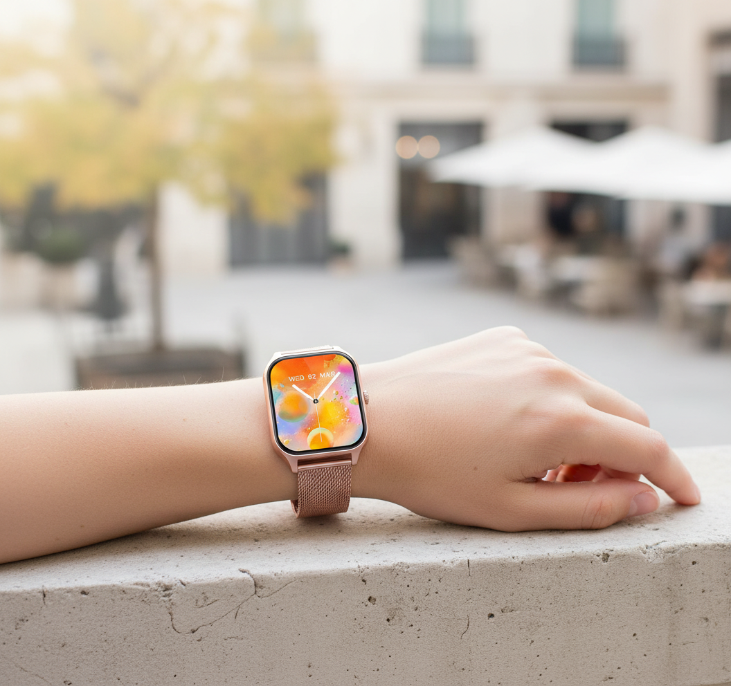 Smukła opaska smartwatch z ekranem dotykowym i monitorem aktywności